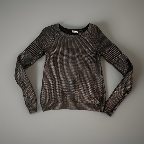 Harley Davidson Metallic Knit Sweater Ribbed Sleeve Detail Biker Motorcycle Sz S - Picture 1 of 9